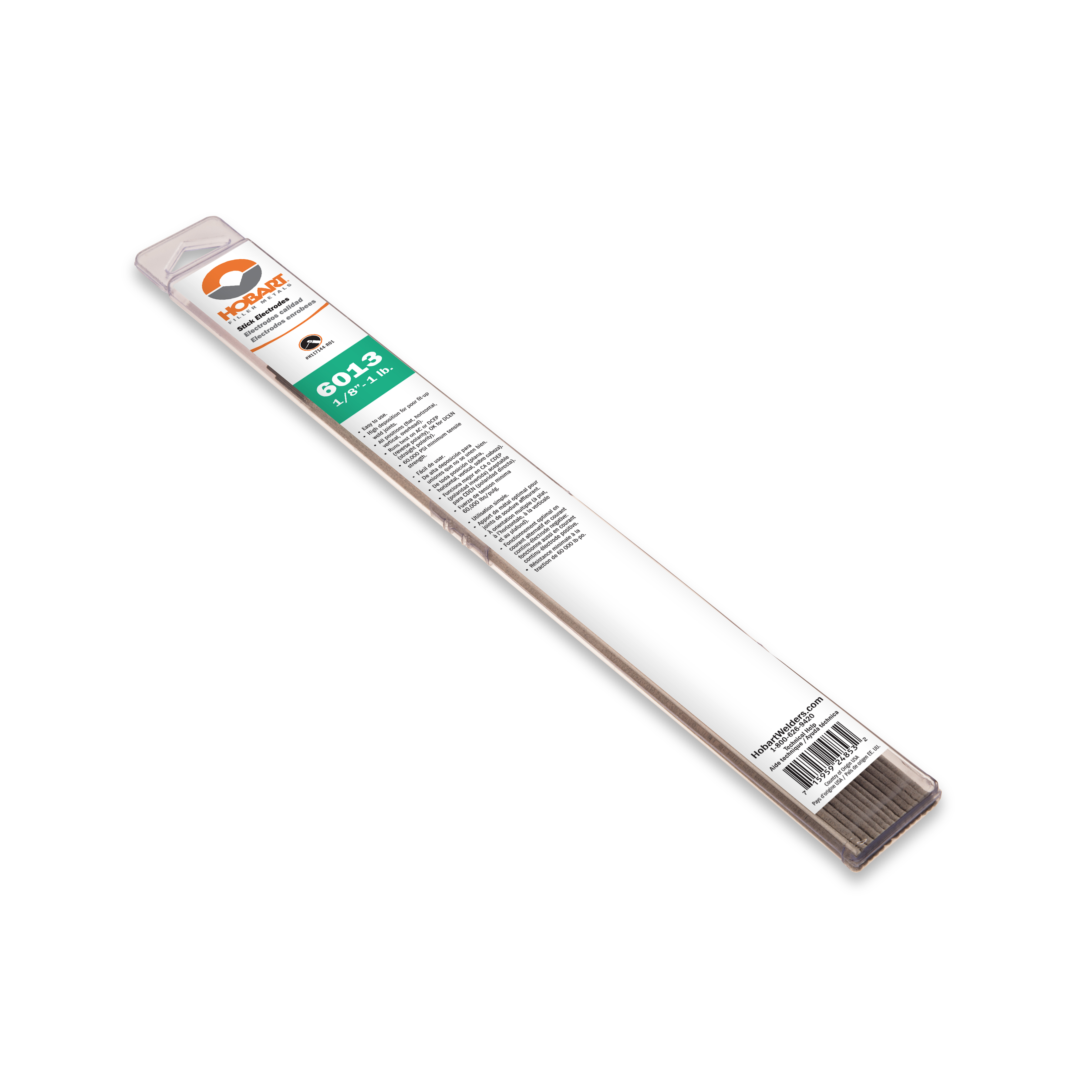 7018AC #H119832-R01 3/32in Dia 1-lb Pkg x 14inL Hobart Stick Electrodes 