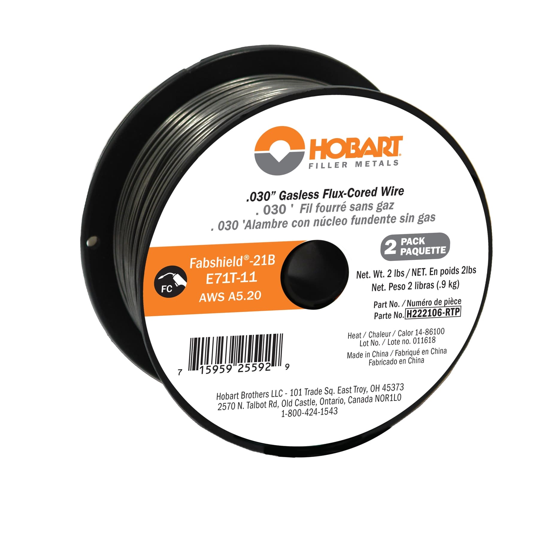 H222106-RTP E71T-11 .030 Flux-Cored Wire RF