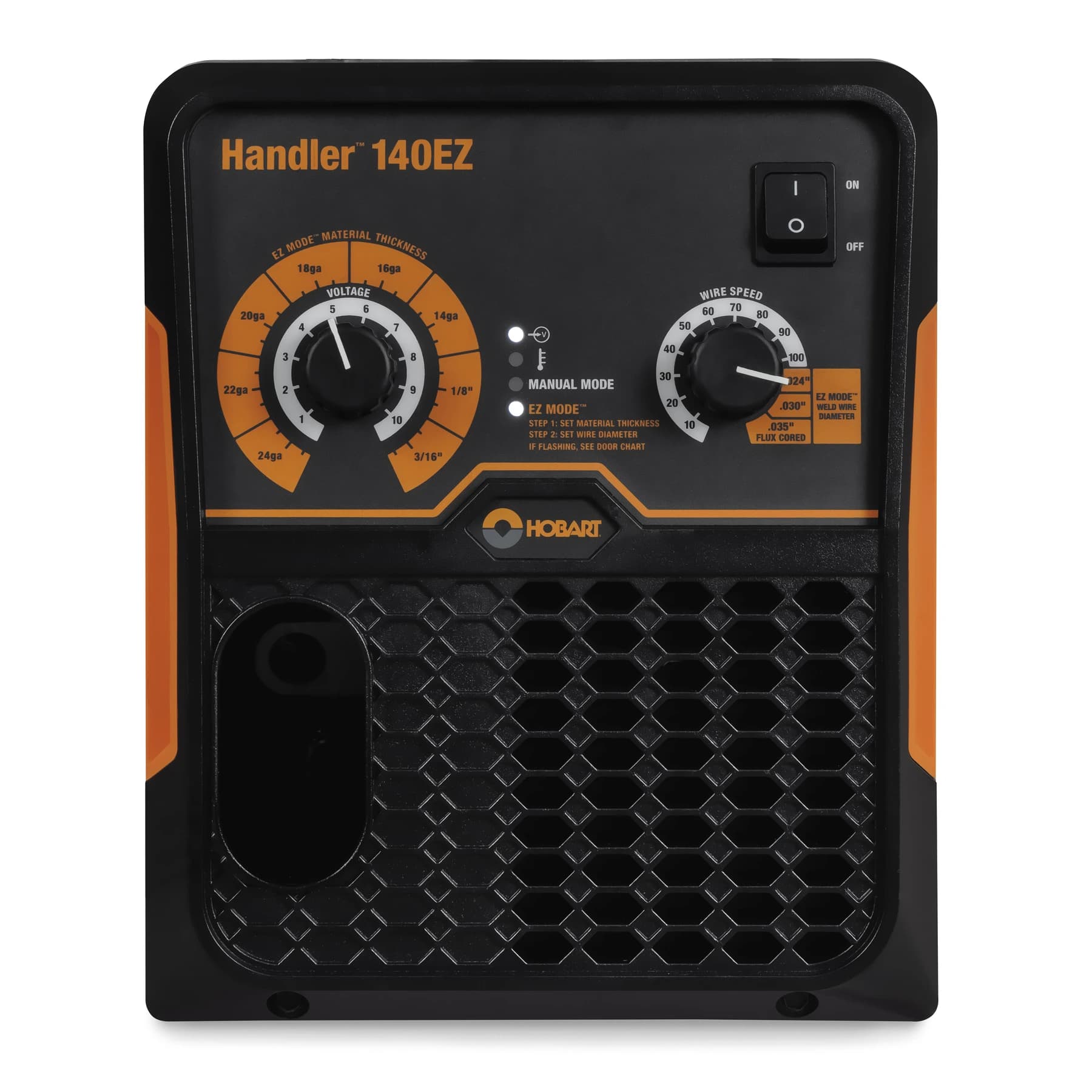 Hobart Handler 140EZ welding machine front lit EZ mode view